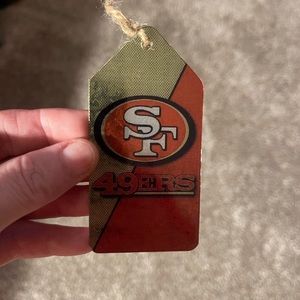 Handmade metal 49ers holiday ornament